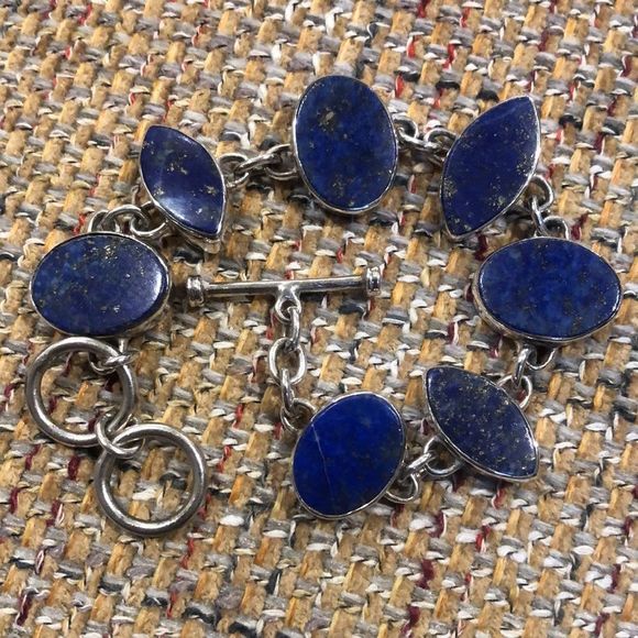 Lapis Lazuli Sterling Silver Southwestern Toggle Bracelet - Picture 1 of 9